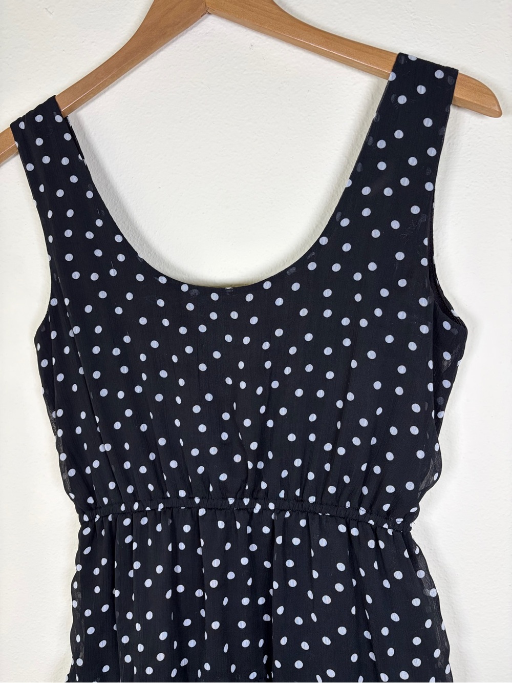 BeBop Small Black White Polka Dot Ruffle Mini Dress Sleeveless - Picture 8 of 12